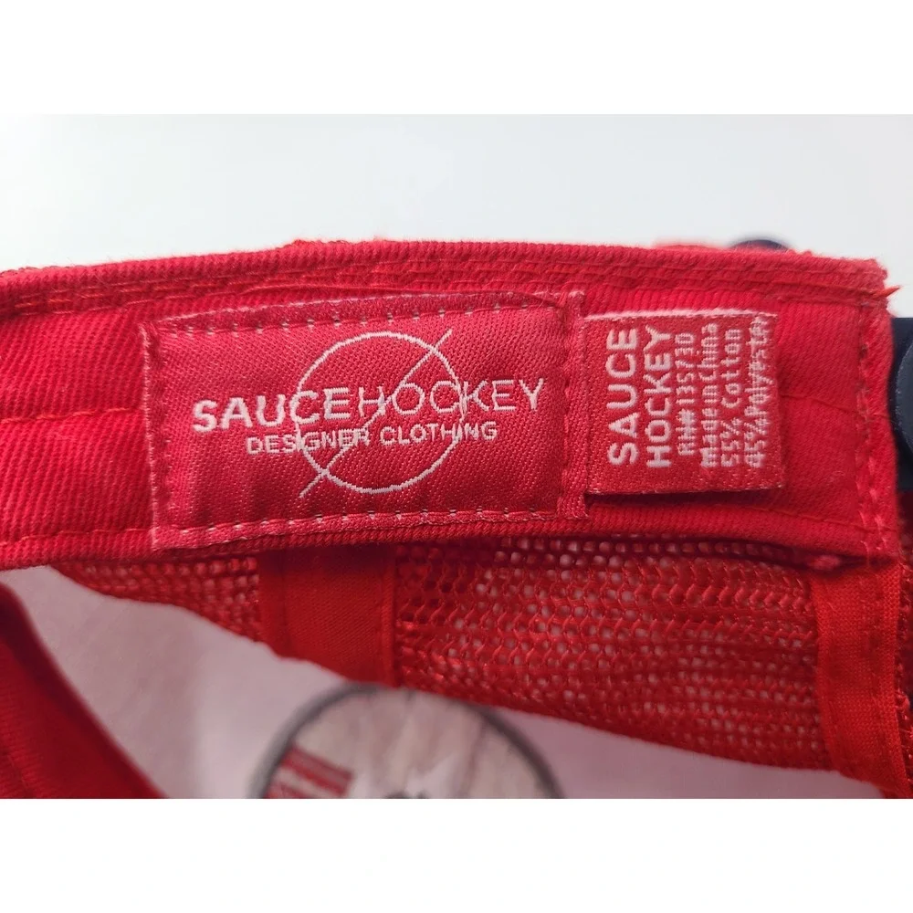 Sauce Hockey Mesh Trucker Snapback Hat Cap Maple Leaf Logo Casual Men Women‎ RWB